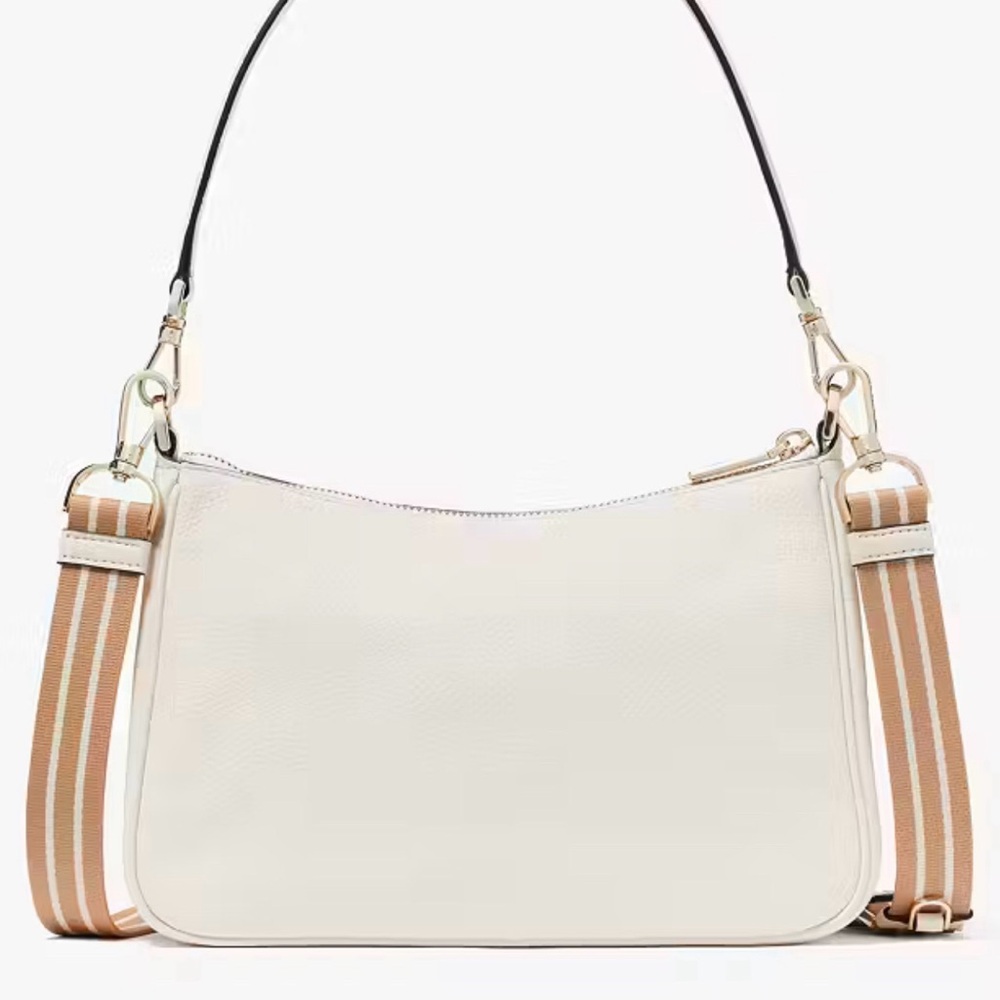 Kate Spade Rosie Parchment Pebbled Leather Shoulder Bag w/ guitar strap & pouch - Picture 5 of 7